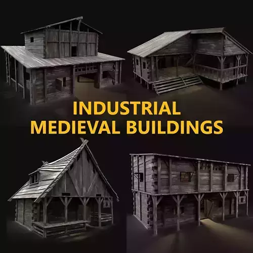 4 INDUSTRIAL MEDIEVAL BUILDING PACK COLLECTION AAA 