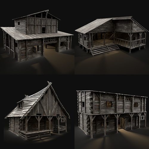 4 INDUSTRIAL MEDIEVAL BUILDING PACK COLLECTION AAA 2