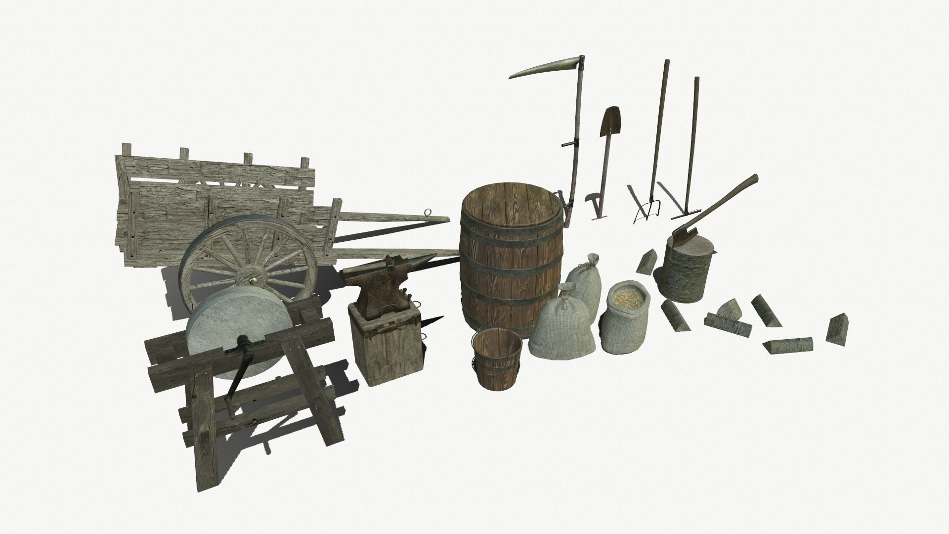 3D model Medieval Farm Props VR / AR / low-poly | CGTrader