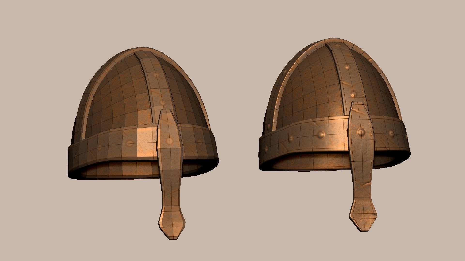 Old Rust Helmet - Medieval Character Armor Low-poly 3D model_15