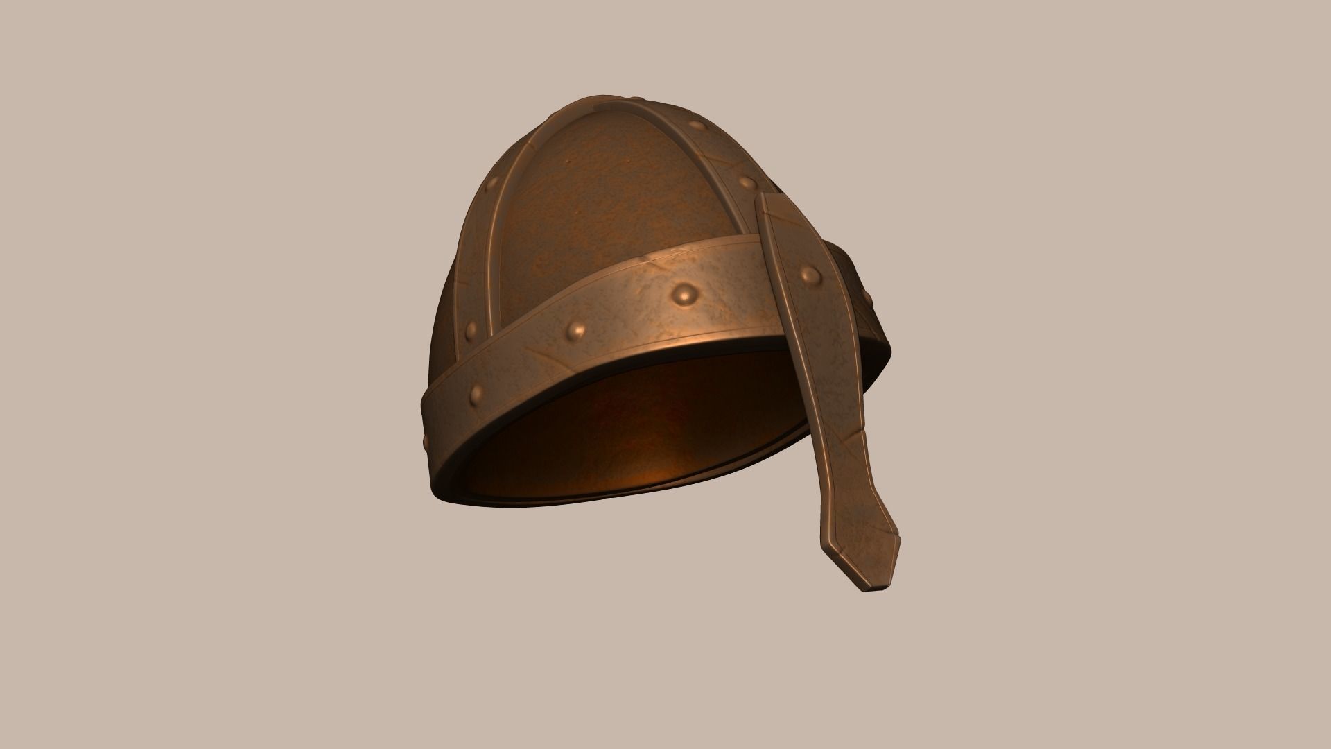 Old Rust Helmet - Medieval Character Armor Low-poly 3D model_1