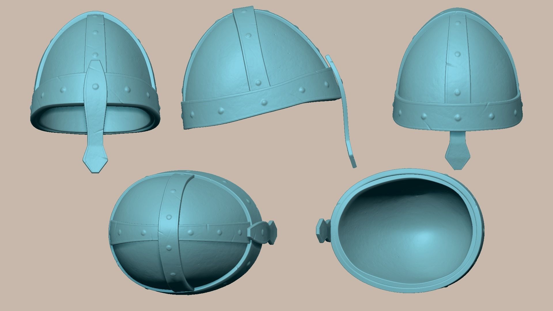 Old Rust Helmet - Medieval Character Armor Low-poly 3D model_9