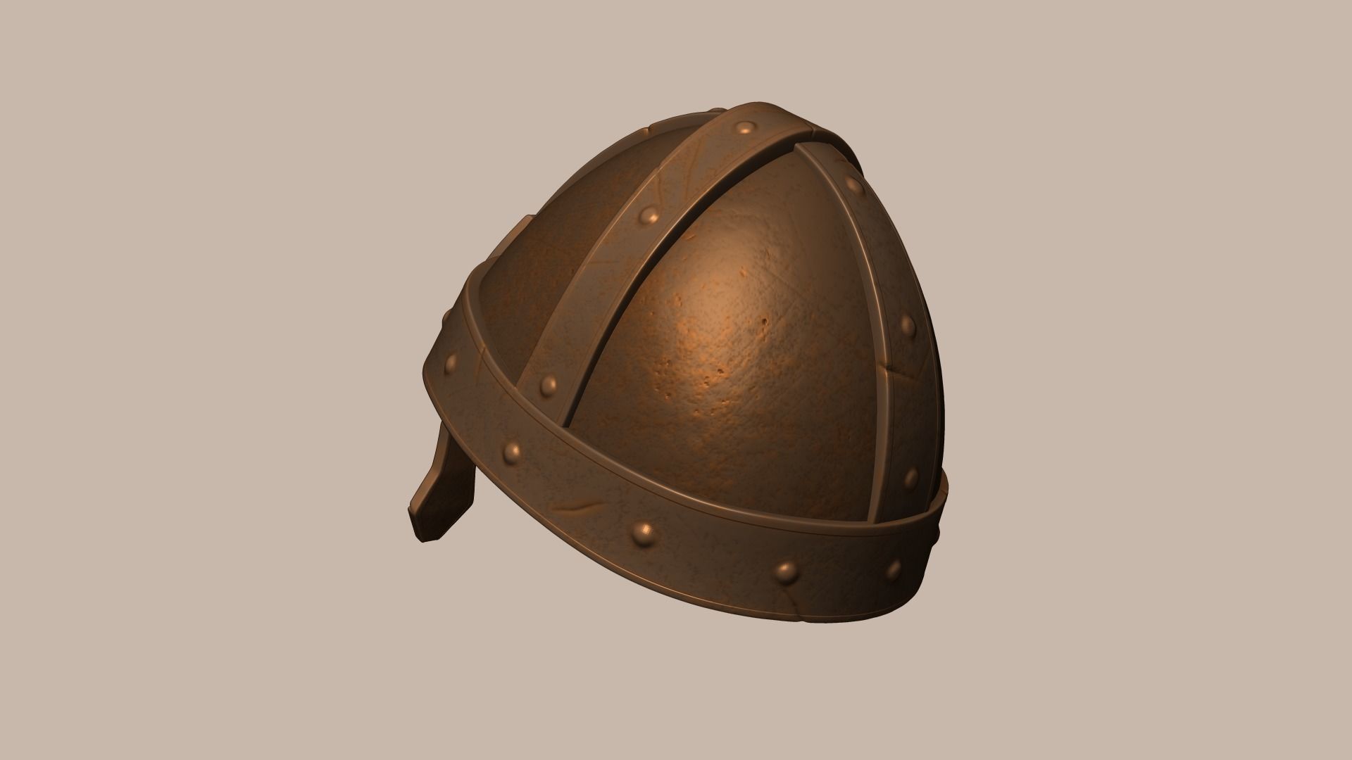 Old Rust Helmet - Medieval Character Armor Low-poly 3D model_7