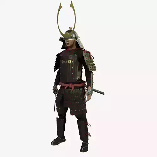 Samurai in armor 3D model