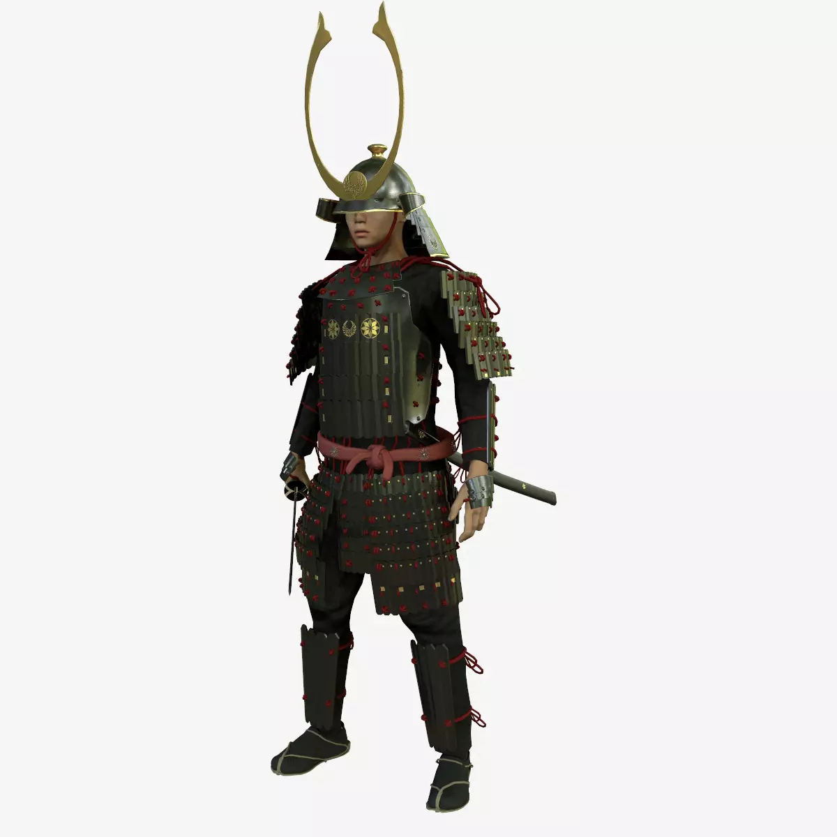 Samurai in armor 3D model