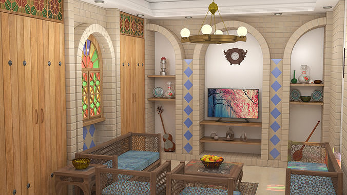 traditional Iranian living room 3D model