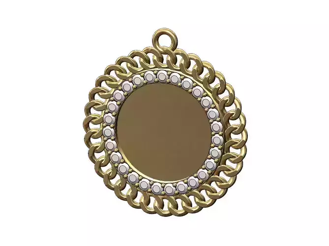 Diamond Cuban chain round memory picture pendant