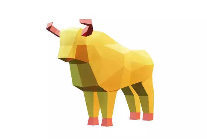 Low poly Bull polygonal