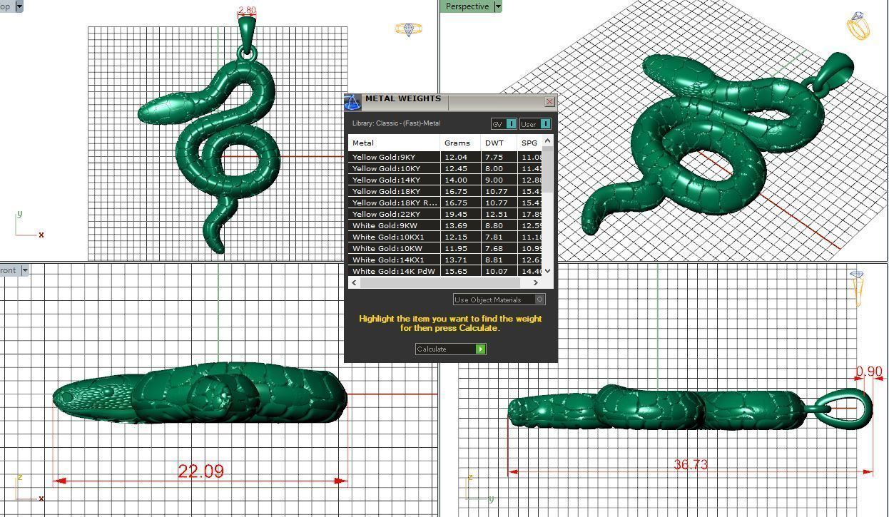 Snake pendant Version1 3D print model_4