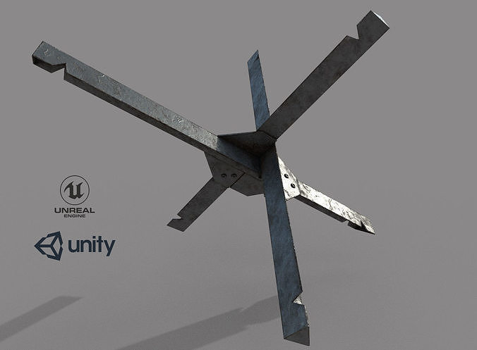 Anti-tank hedgehog Low-poly 3D model