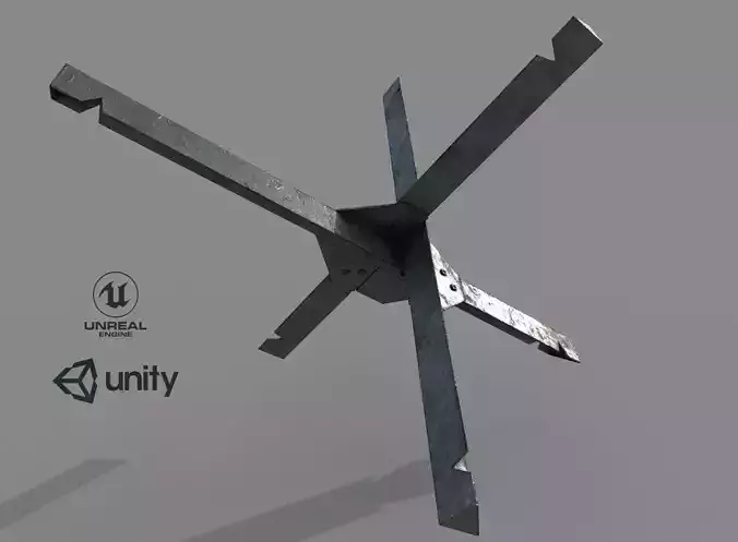 Anti-tank hedgehog Low-poly 3D model