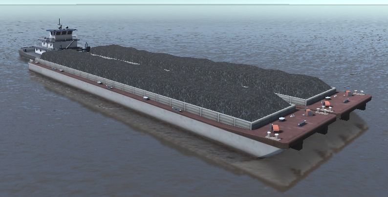 Pusher tug pushing barges 3d model Low-poly 3D model_7