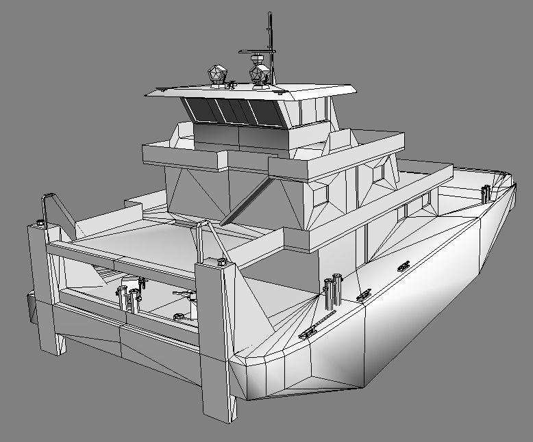 Pusher tug pushing barges 3d model Low-poly 3D model_1