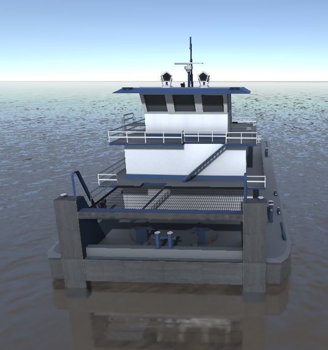 Pusher tug pushing barges 3d model Low-poly 3D model_3
