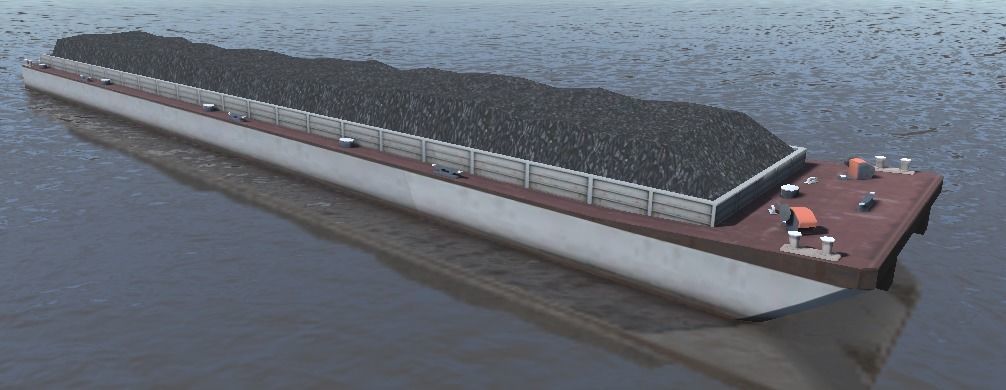 Pusher tug pushing barges 3d model Low-poly 3D model_5