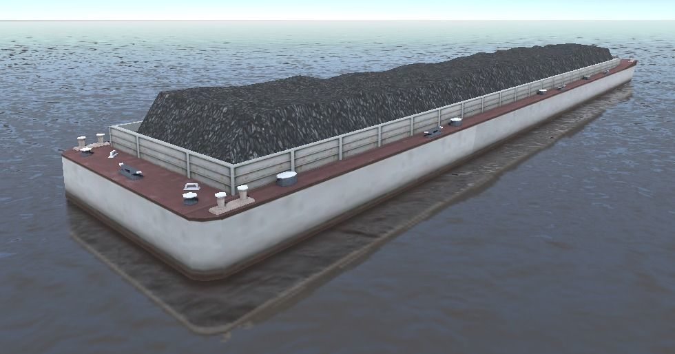 Pusher tug pushing barges 3d model Low-poly 3D model_6