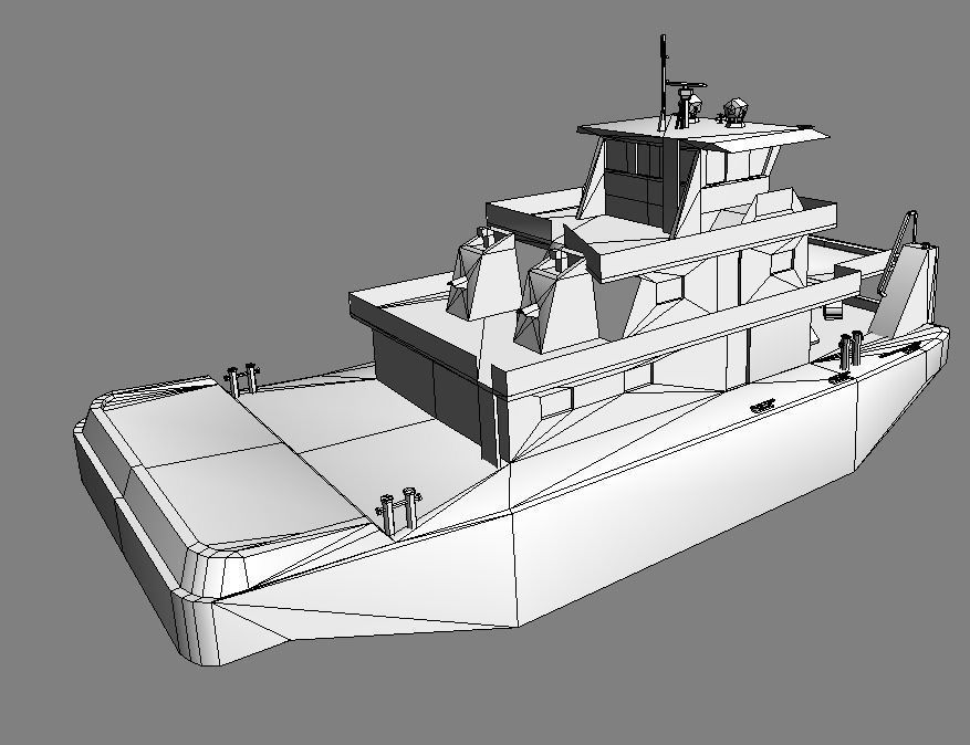 Pusher tug pushing barges 3d model Low-poly 3D model_10