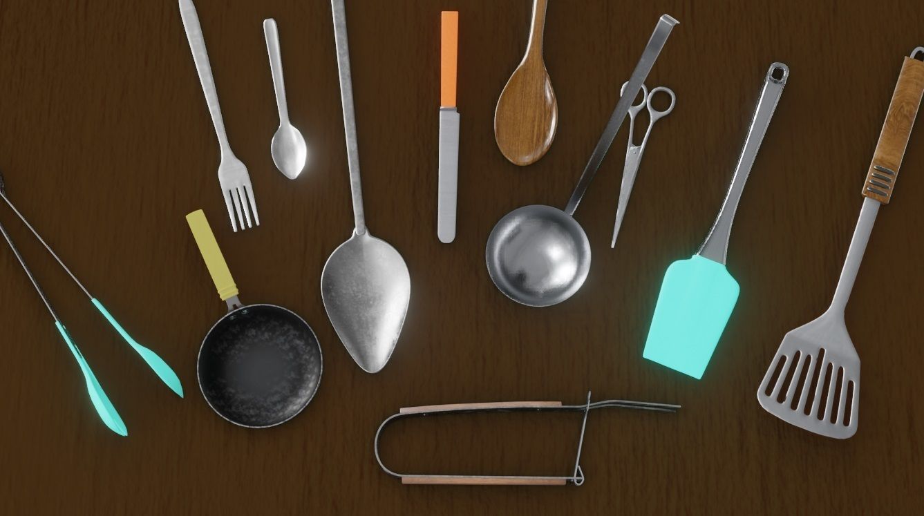 Cutlery 3D Model Collection Low-poly 3D model_4