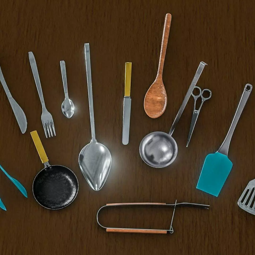 Cutlery 3D Model Collection Low-poly 3D model_2