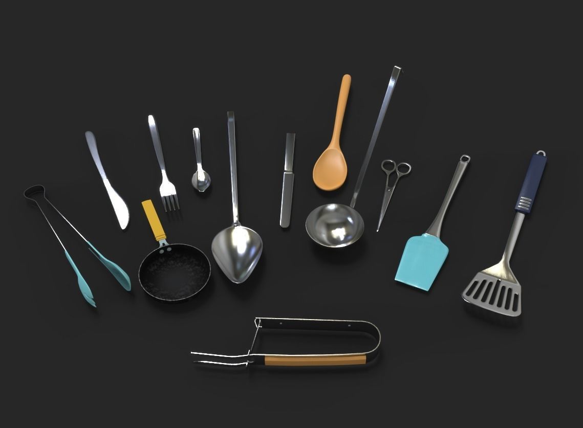Cutlery 3D Model Collection Low-poly 3D model_7