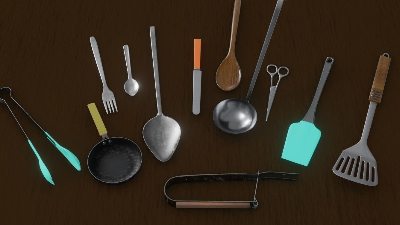 Cutlery 3D Model Collection Low-poly 3D model_1