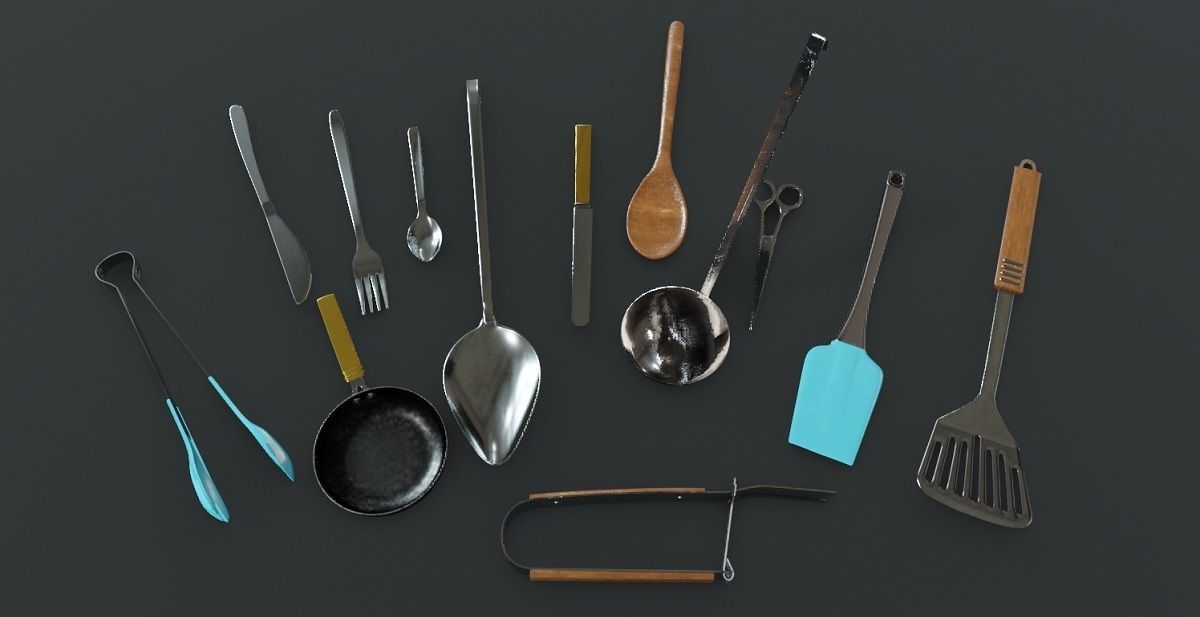 Cutlery 3D Model Collection Low-poly 3D model_10