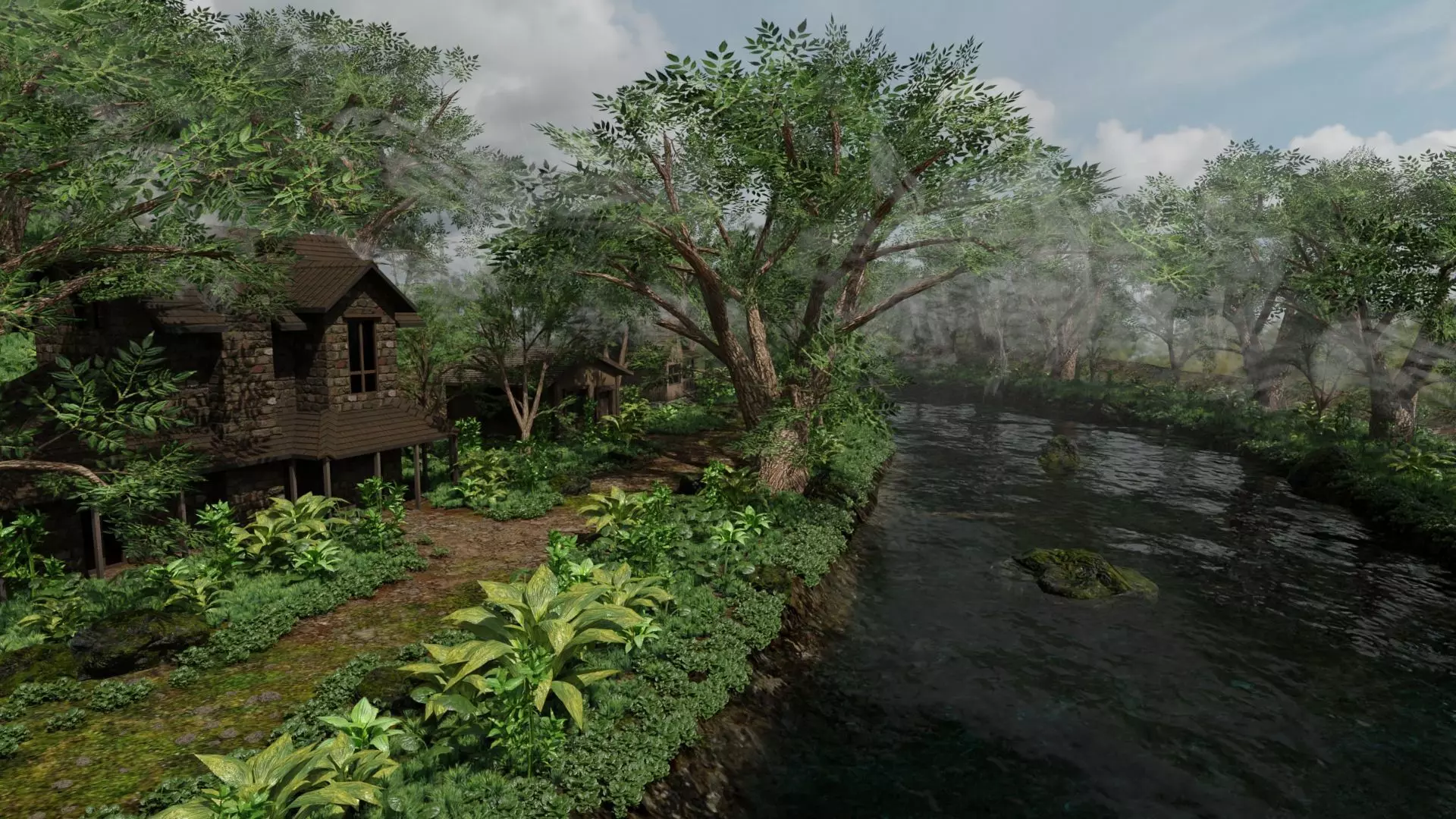 Village Scene 3D model_0