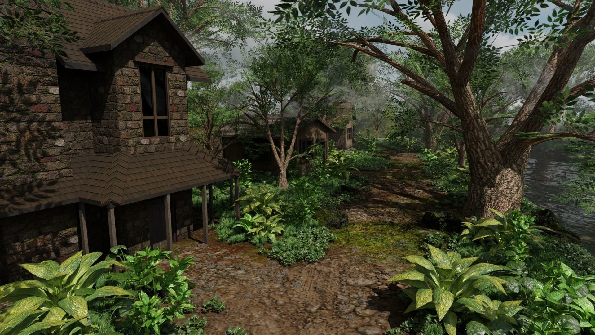 Village Scene 3D model_2