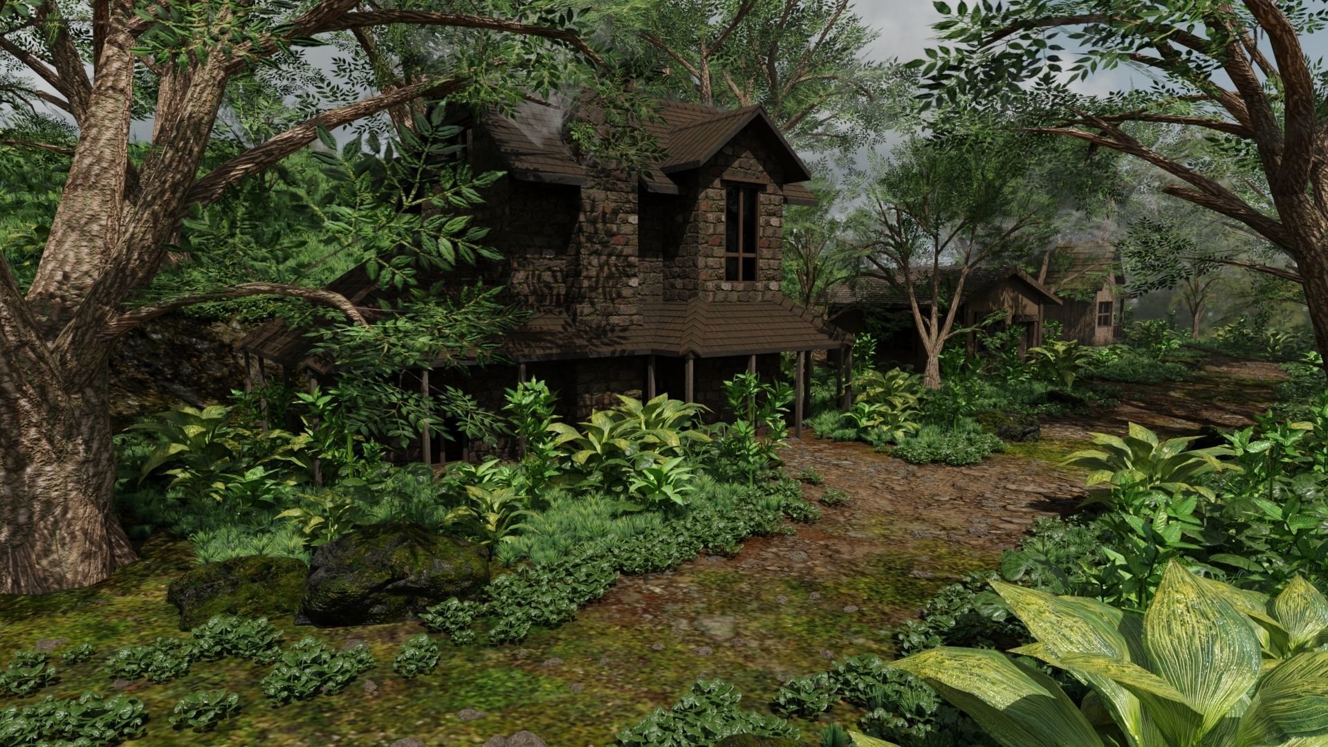 Village Scene 3D model_1