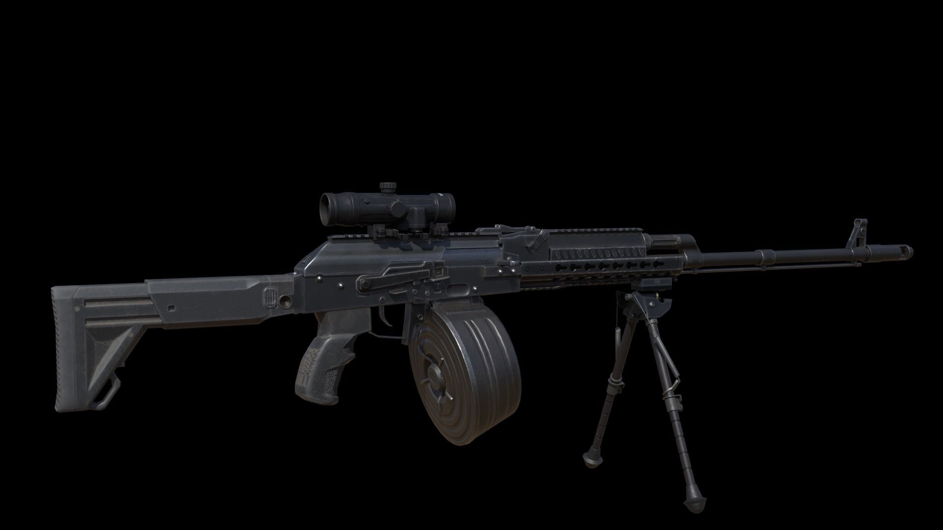 ASR-16 ak - rifle Low-poly 3D model_8