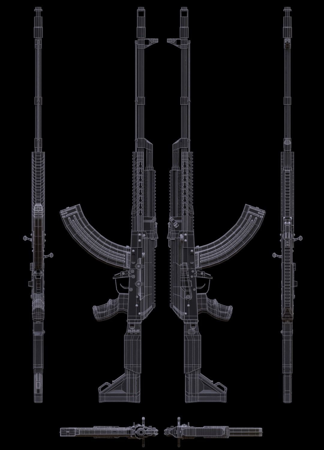 ASR-16 ak - rifle Low-poly 3D model_44