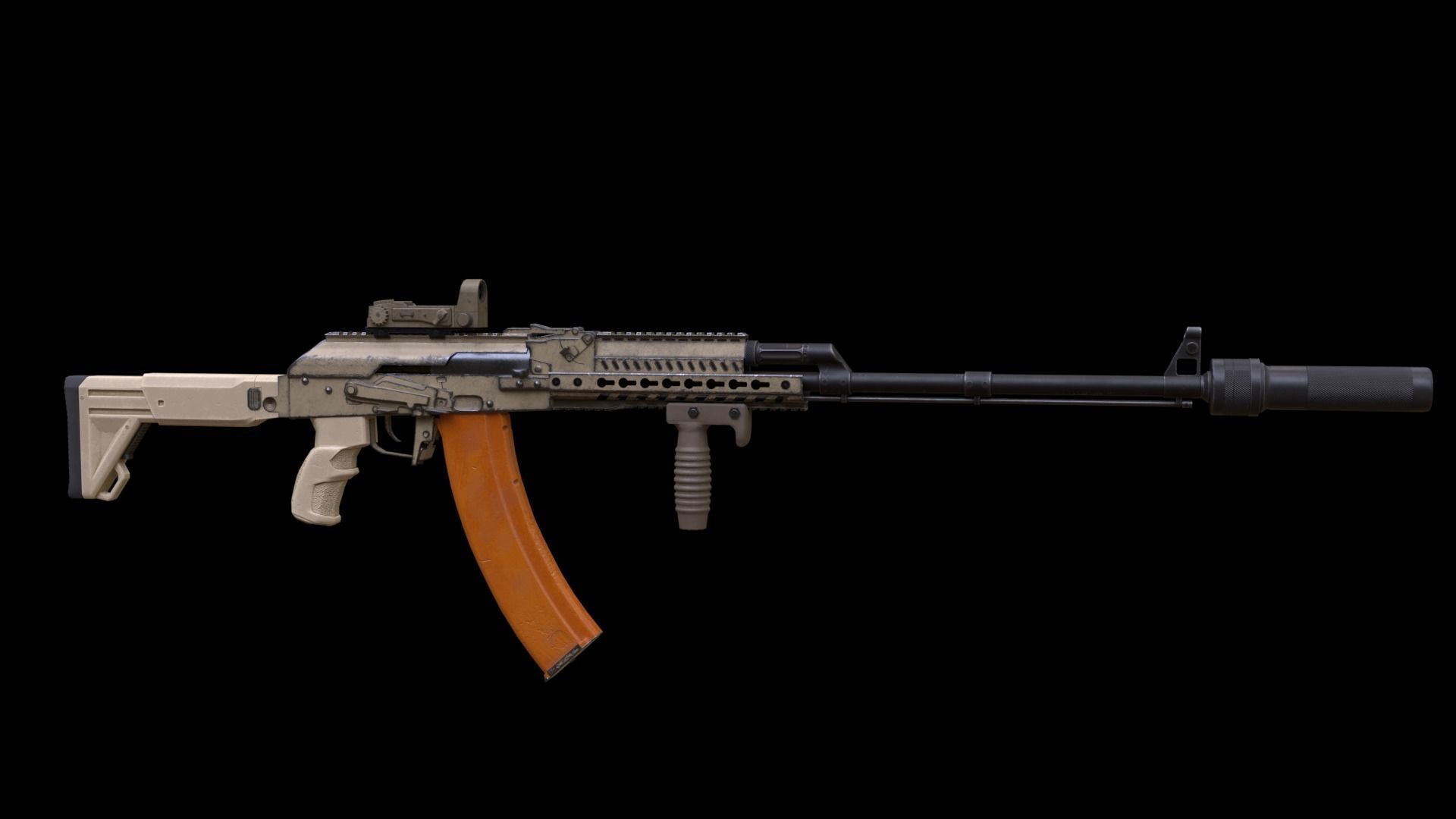 ASR-16 ak - rifle Low-poly 3D model_11