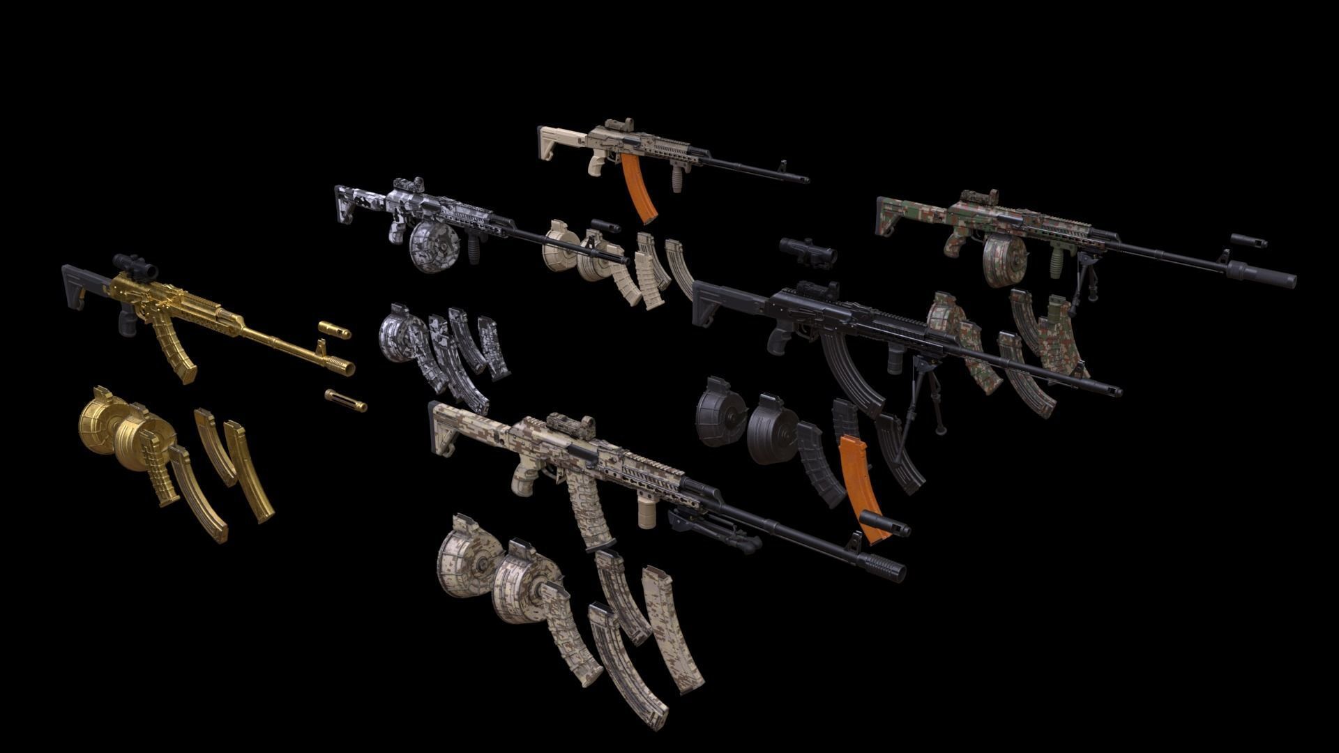ASR-16 ak - rifle Low-poly 3D model_3