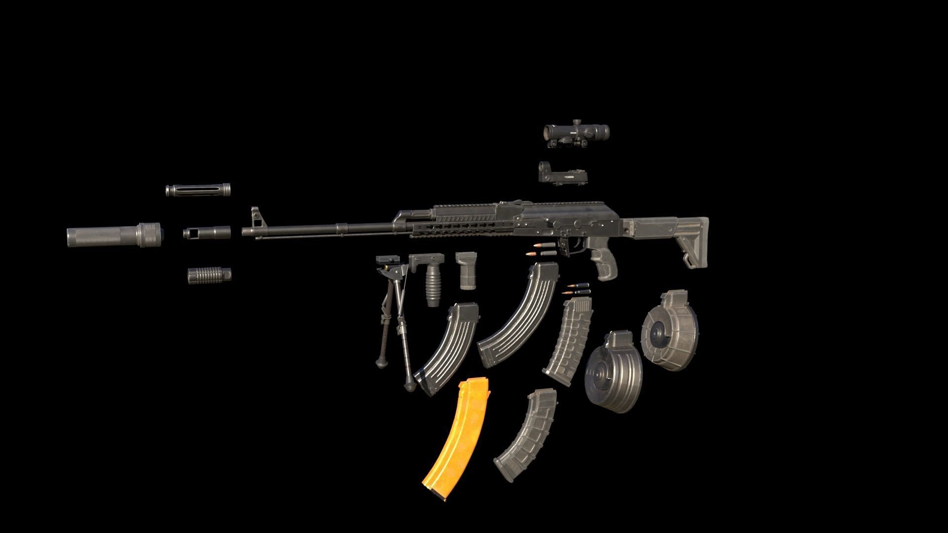 ASR-16 ak - rifle Low-poly 3D model_1