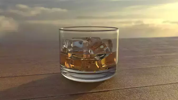 Glass of Whiskey 3D model