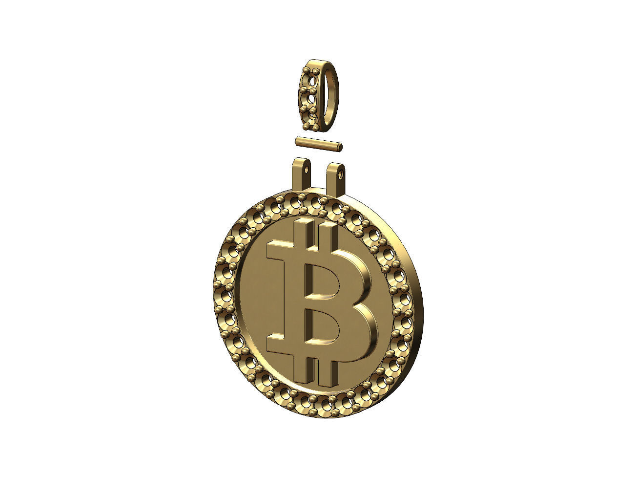 Round bitcoin diamond pendant 3D print model_4