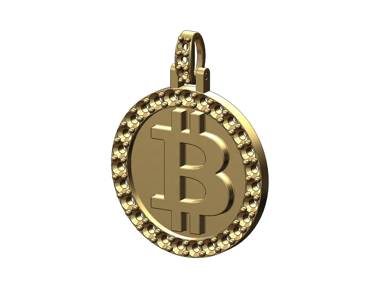 Round bitcoin diamond pendant 3D print model_3