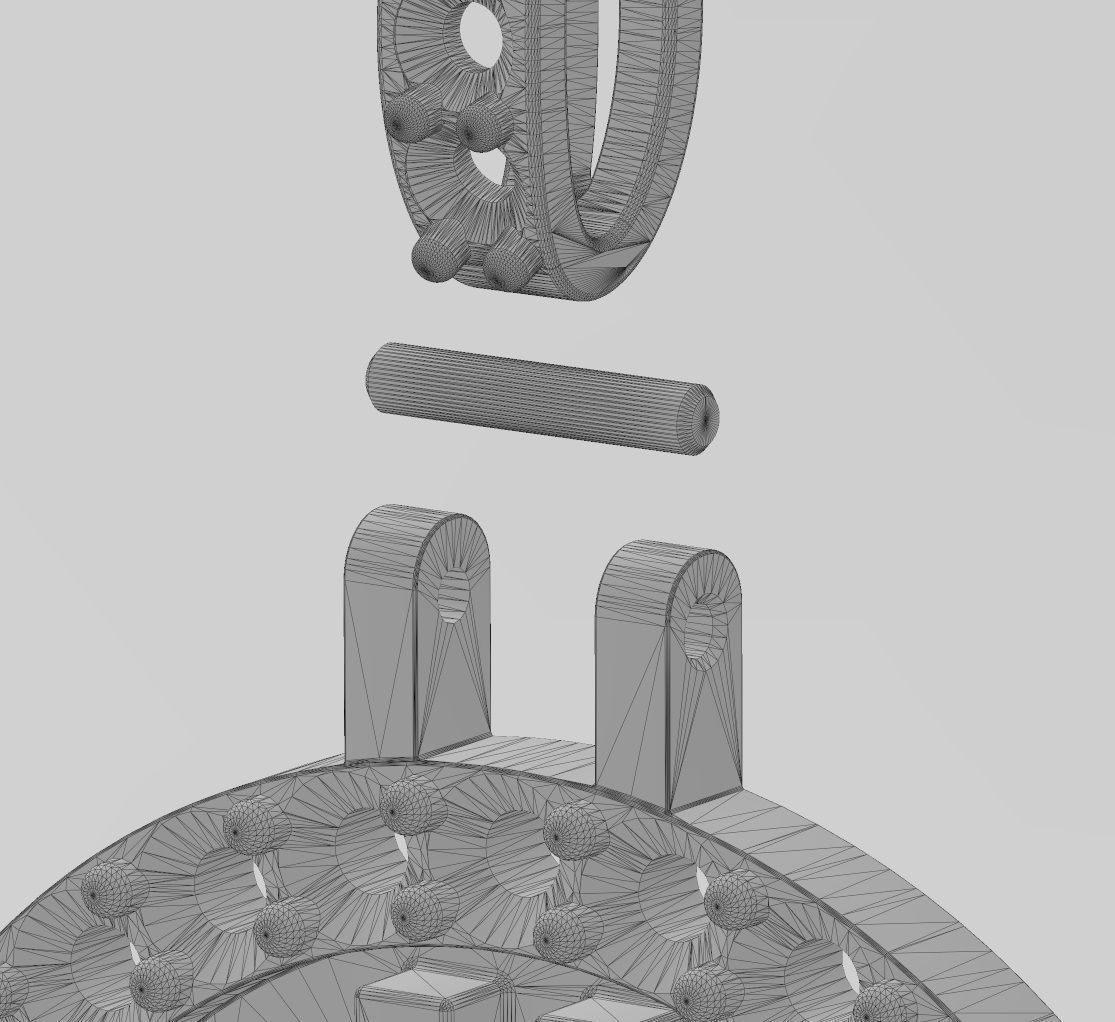 Round bitcoin diamond pendant 3D print model_16