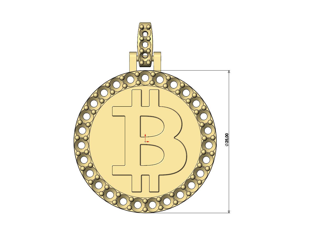 Round bitcoin diamond pendant 3D print model_6
