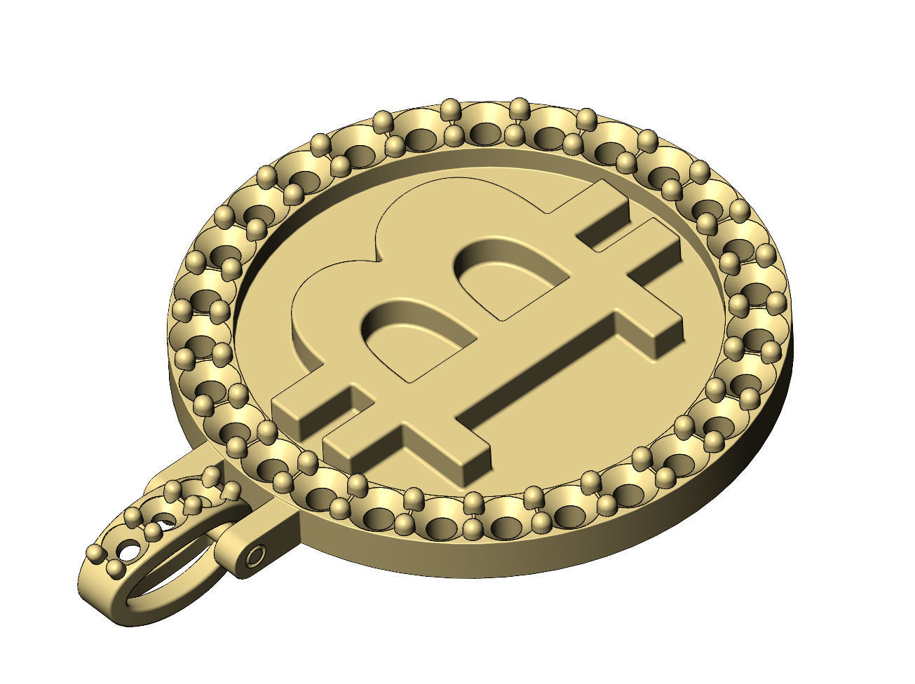 Round bitcoin diamond pendant 3D print model_12