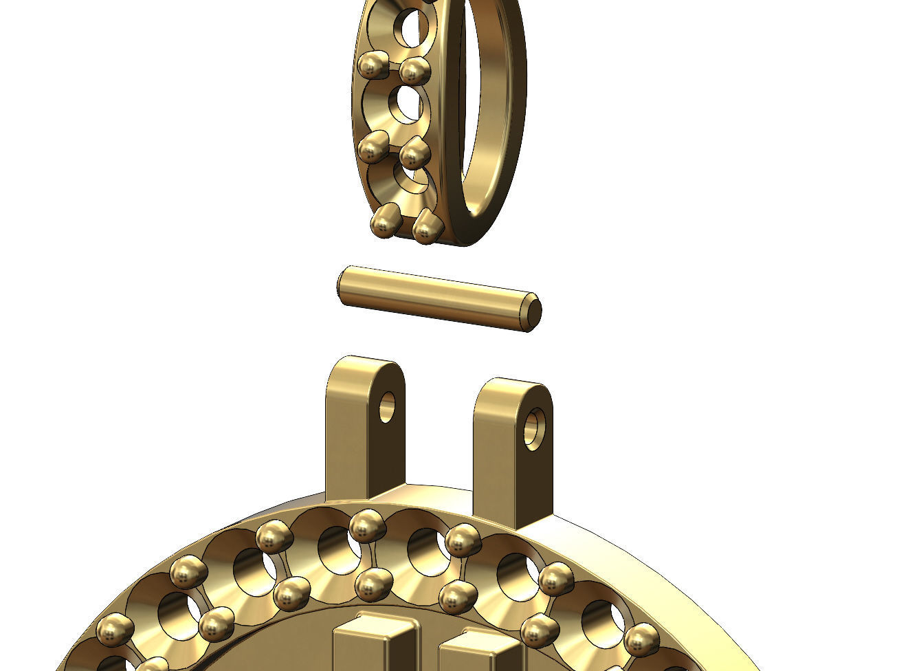 Round bitcoin diamond pendant 3D print model_5