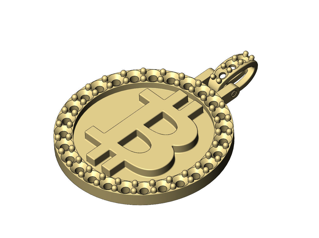 Round bitcoin diamond pendant 3D print model_11