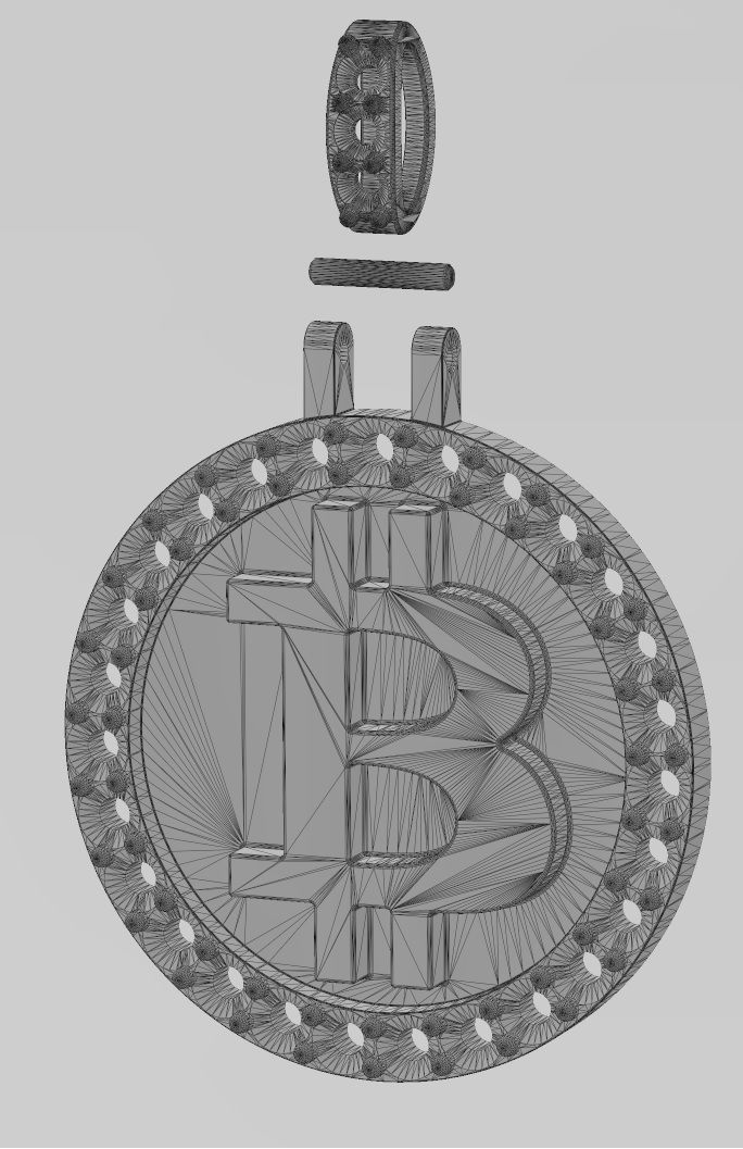 Round bitcoin diamond pendant 3D print model_14