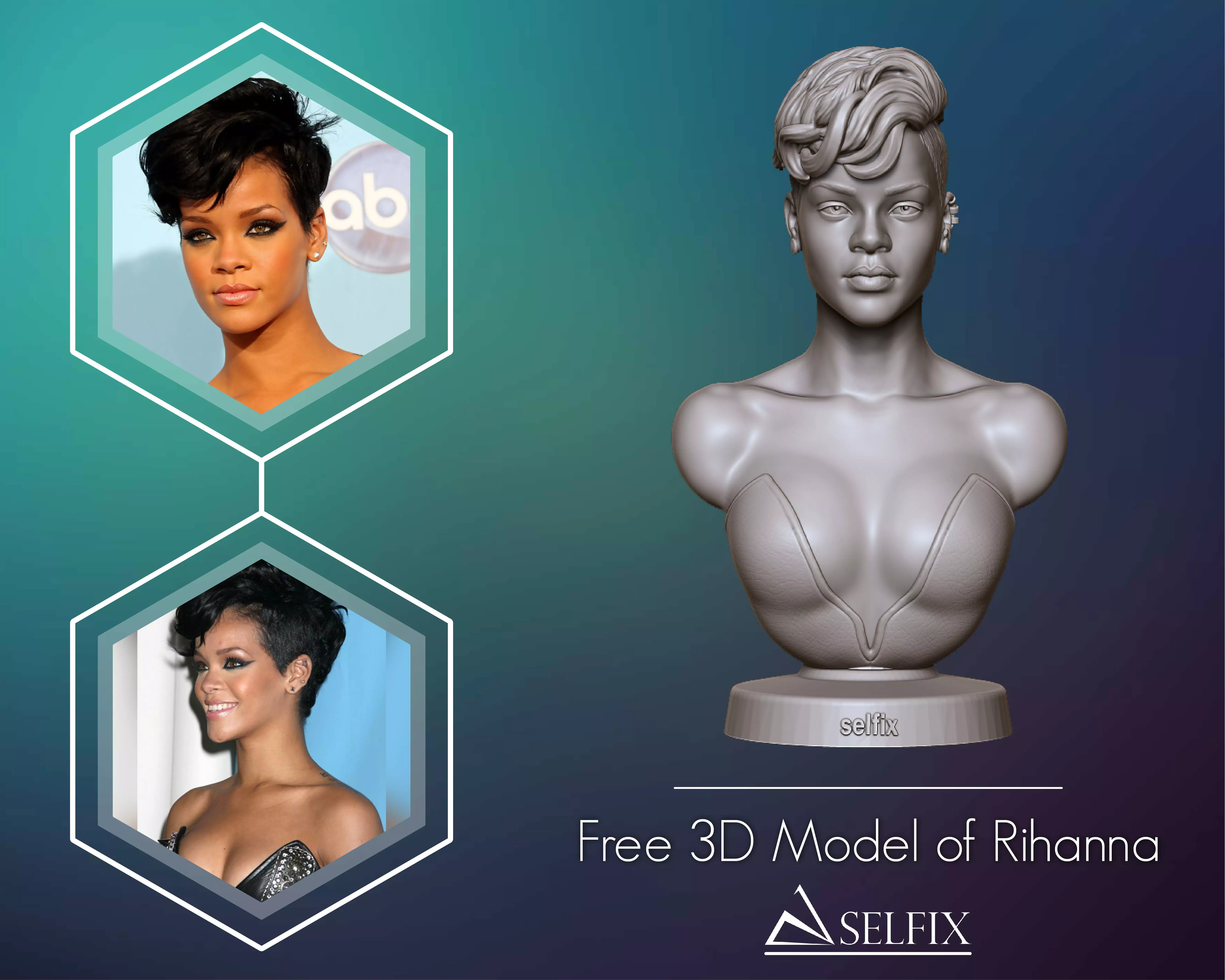 Free STL Bust Sculpture of Actress for 3D Printing 3D print model