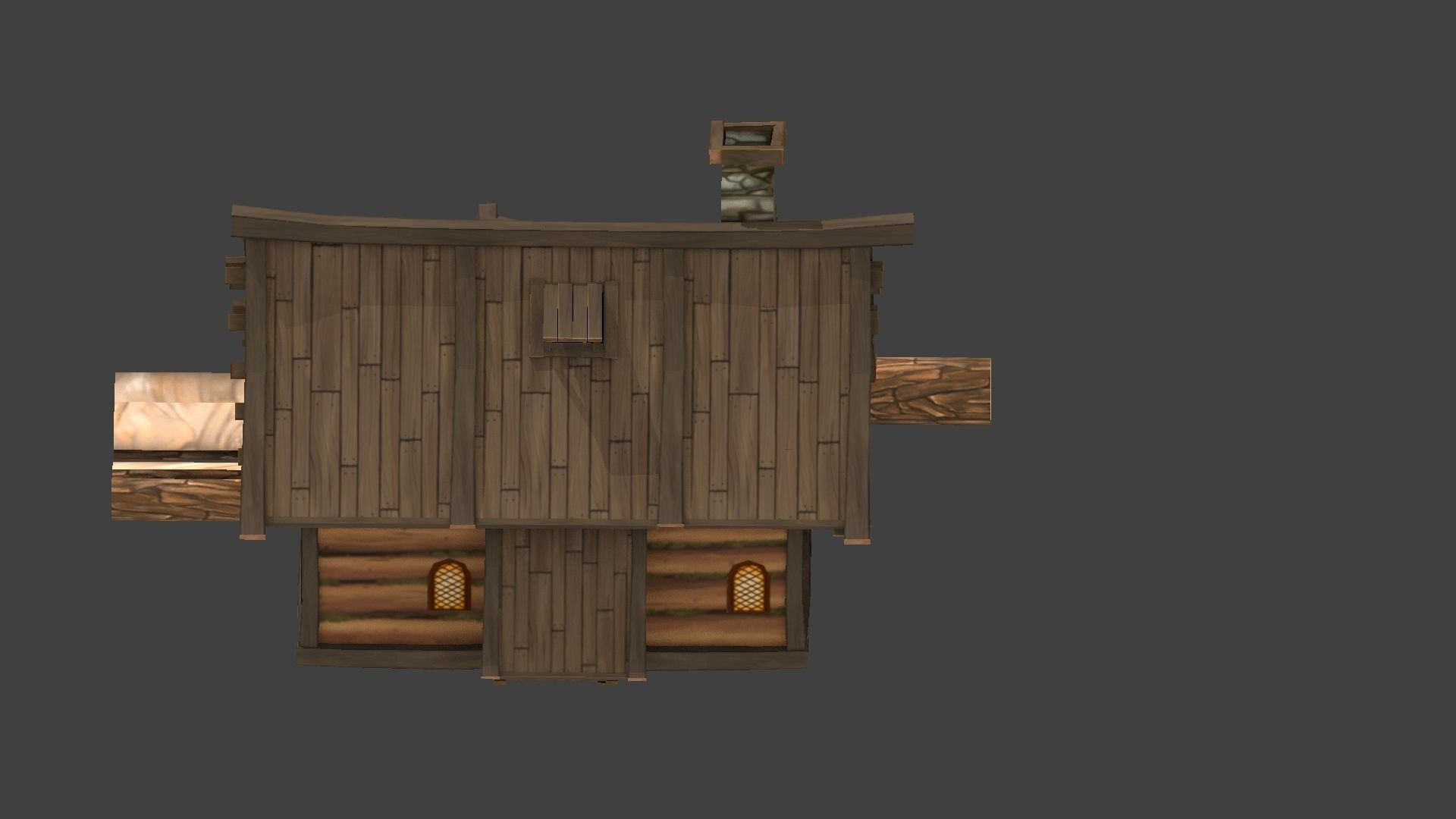 Lowpoly animated fantasy Lumbermill Low-poly 3D model_6