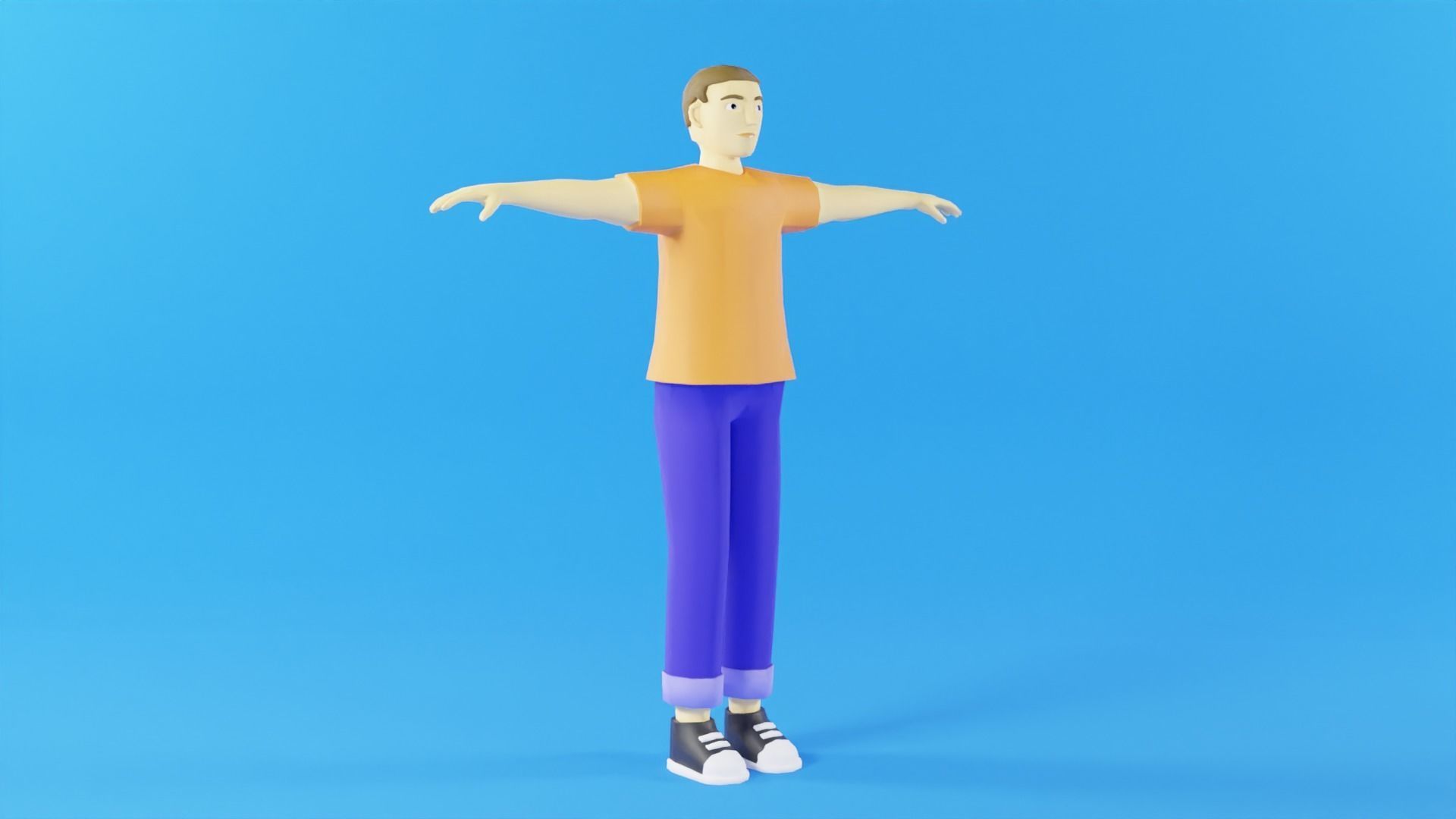 Man Cartoon Character Low-poly 3D model_6