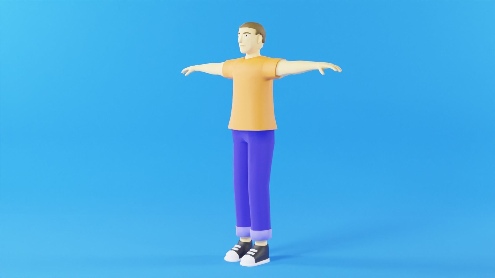 Man Cartoon Character Low-poly 3D model_2