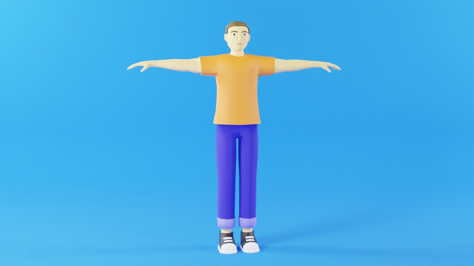 Man Cartoon Character Low-poly 3D model_7