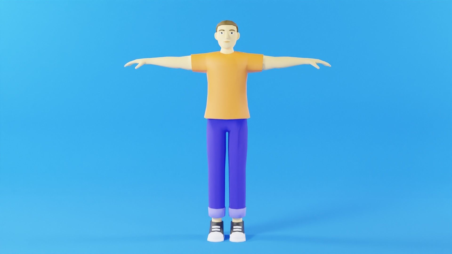 Man Cartoon Character Low-poly 3D model_9