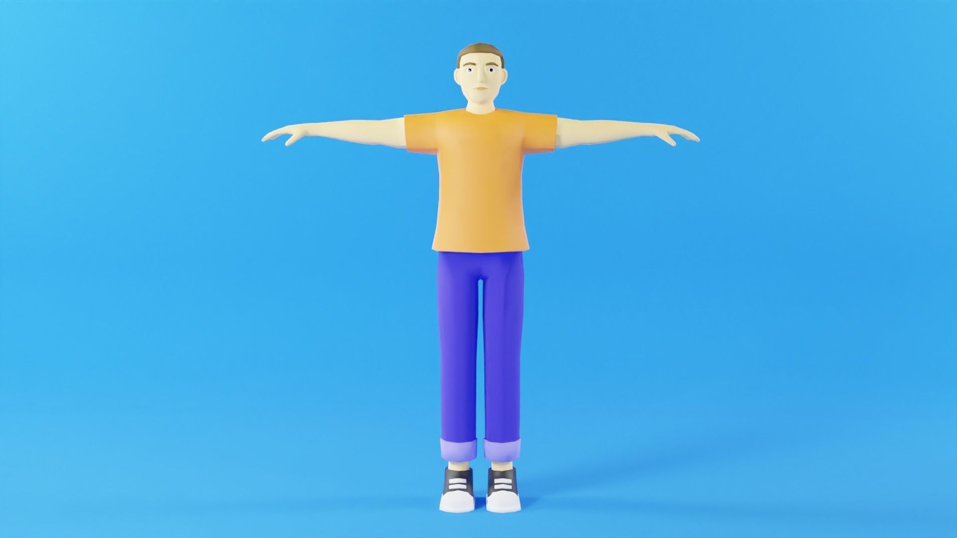 Man Cartoon Character Low-poly 3D model_8